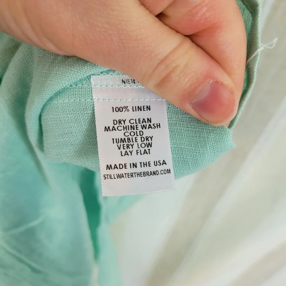 Stillwater The Linen Voile Tunic Seaglass Maxi Dress Size Medium Resortwear - Picture 7 of 13